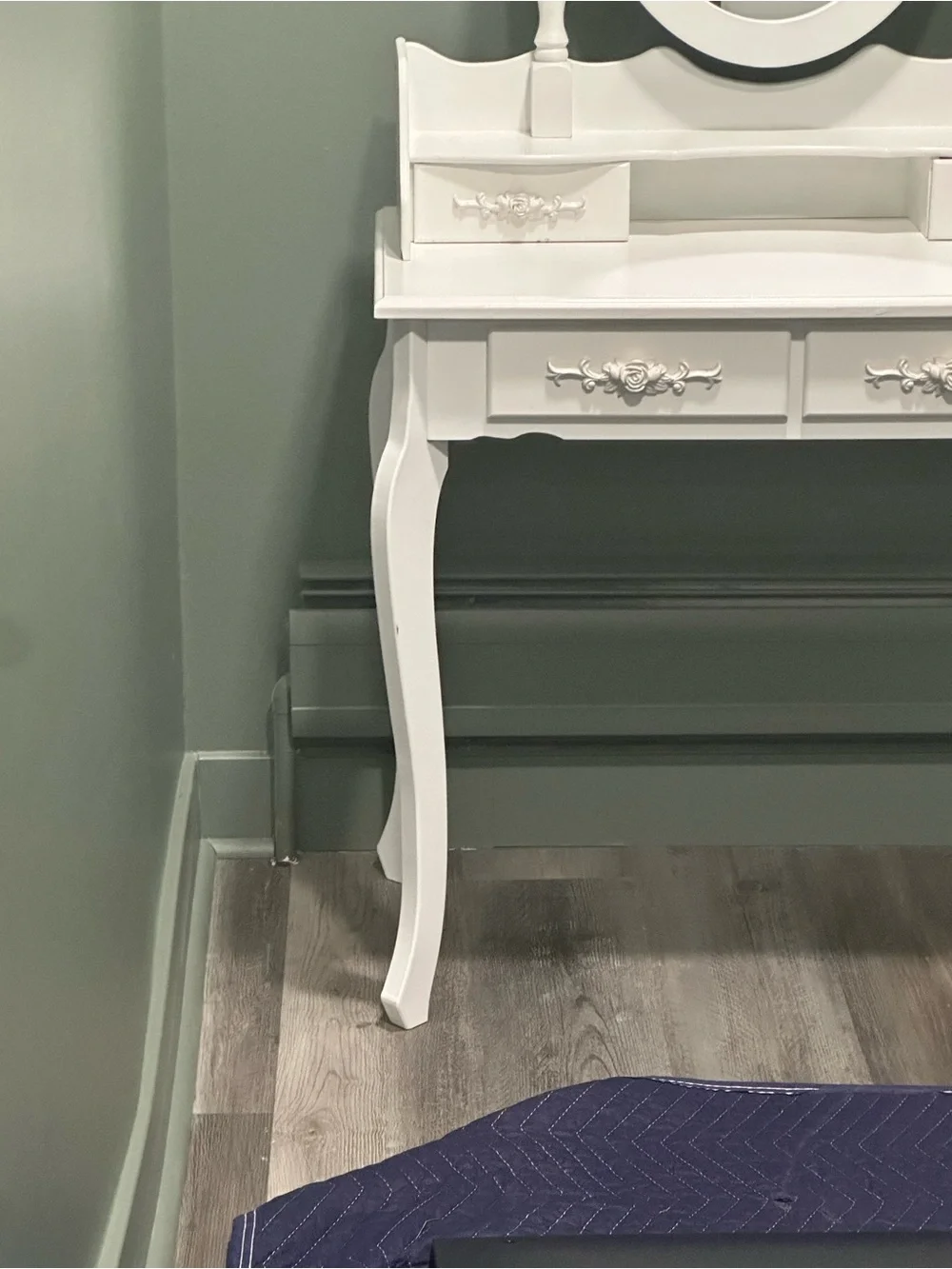 White Vanity Dressing Table with Oval Mirror